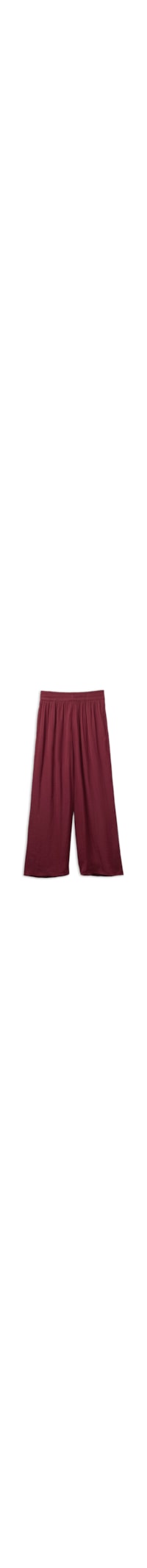 Calça Pantalona Em Tecido Brilhante - Bordô