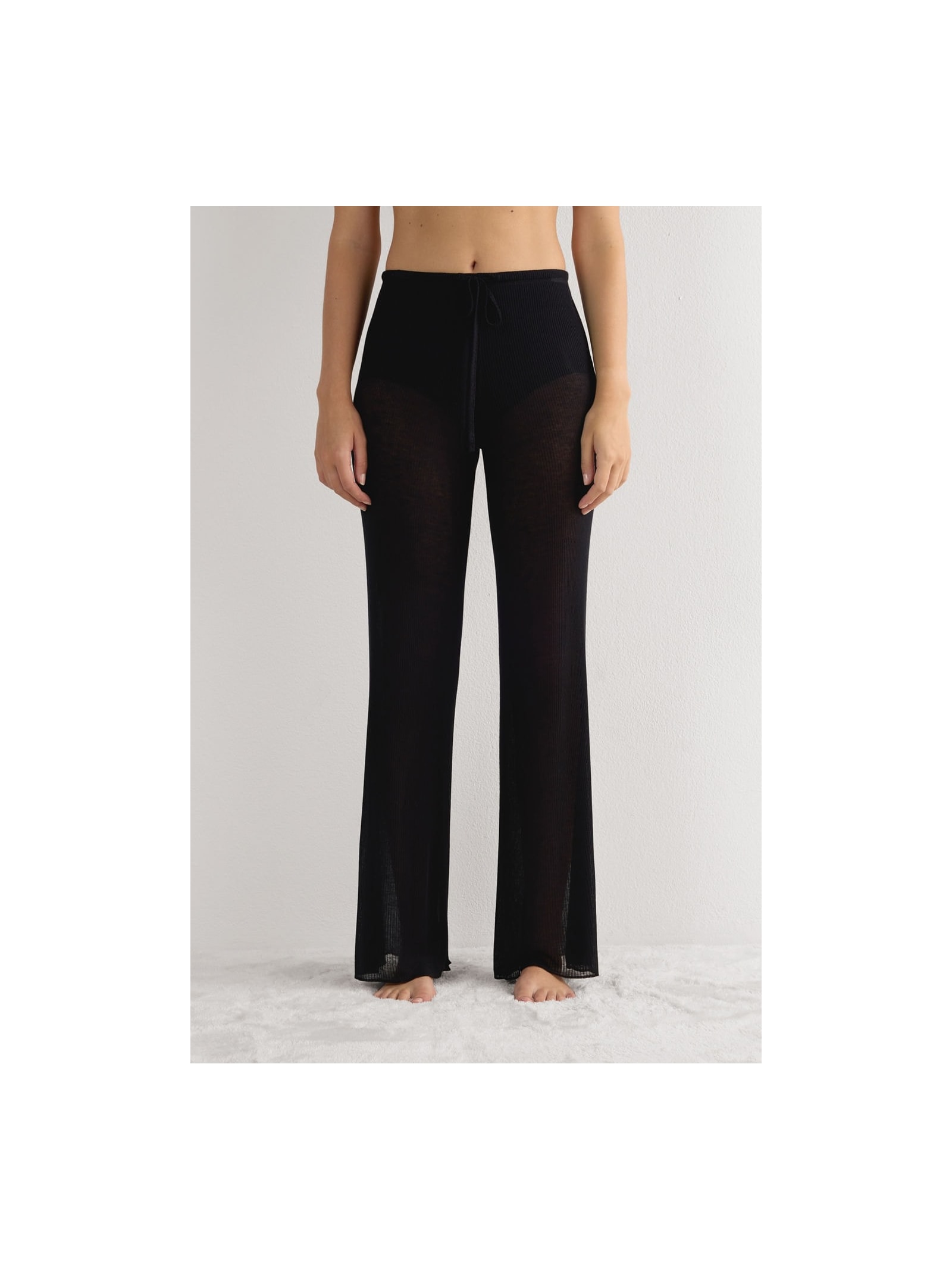 Calça Pantalona Em Ultranatural Com Cashmere Preto Intimissimi