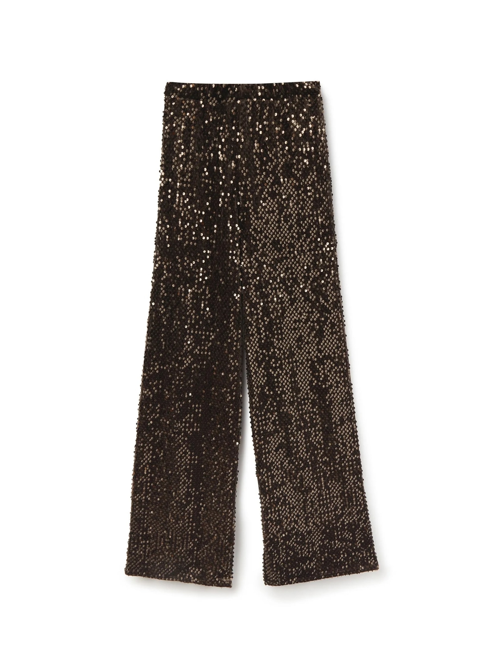 Calça Pantalona Em Veludo e Paetê Marrom Calzedonia