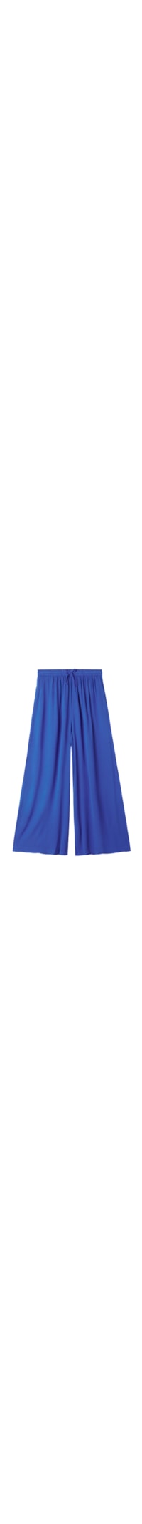 Calça Pantalona Em Viscose - Azul