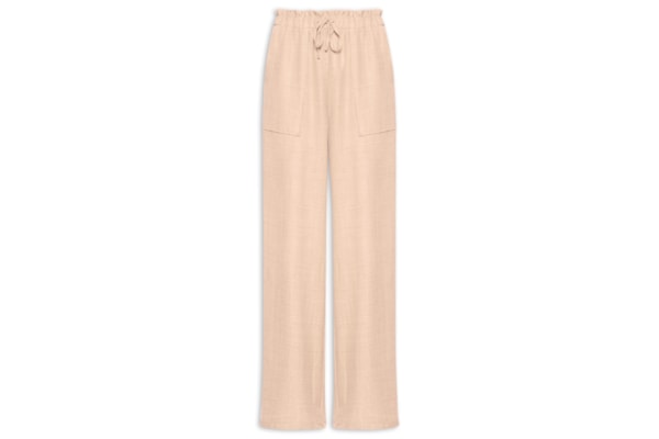 Calça Pantalona Feminina com Amarração - Bege
