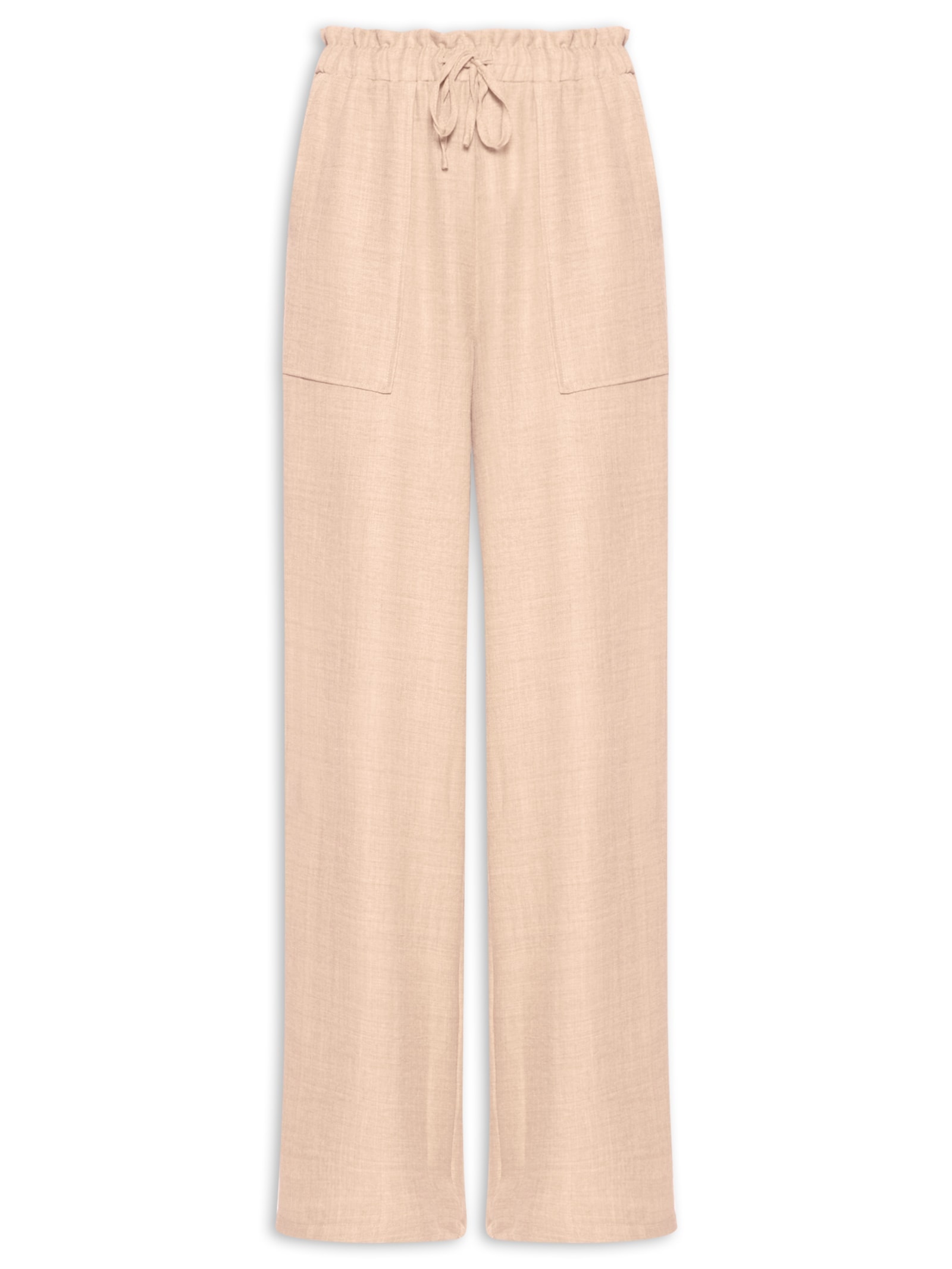 Calça Pantalona Feminina com Amarração Bege Market 33