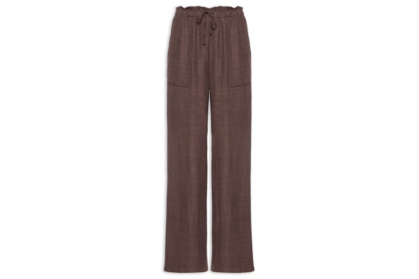Calça Pantalona Feminina com Amarração - Marrom