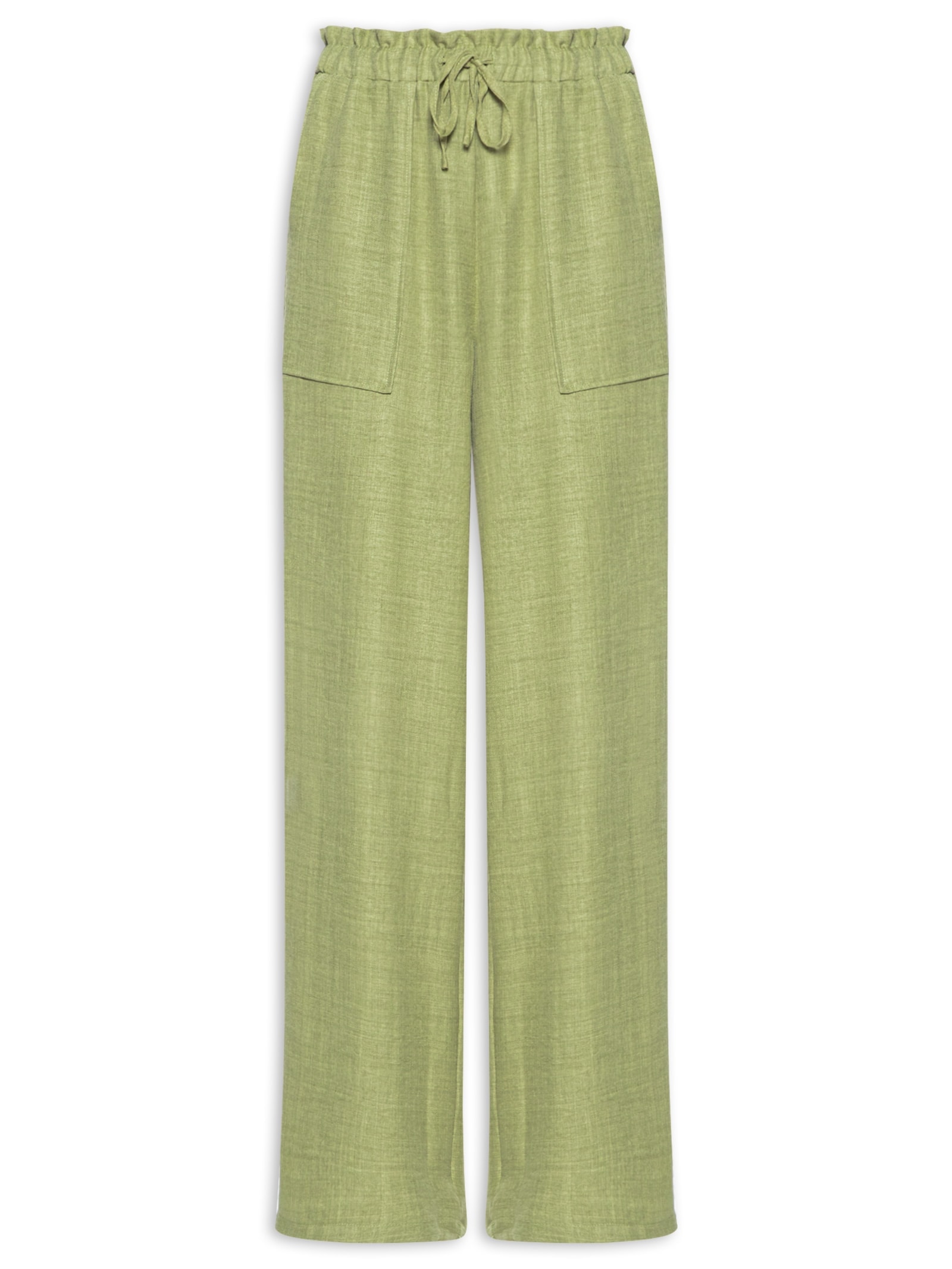 Calça Pantalona Feminina com Amarração Verde Market 33