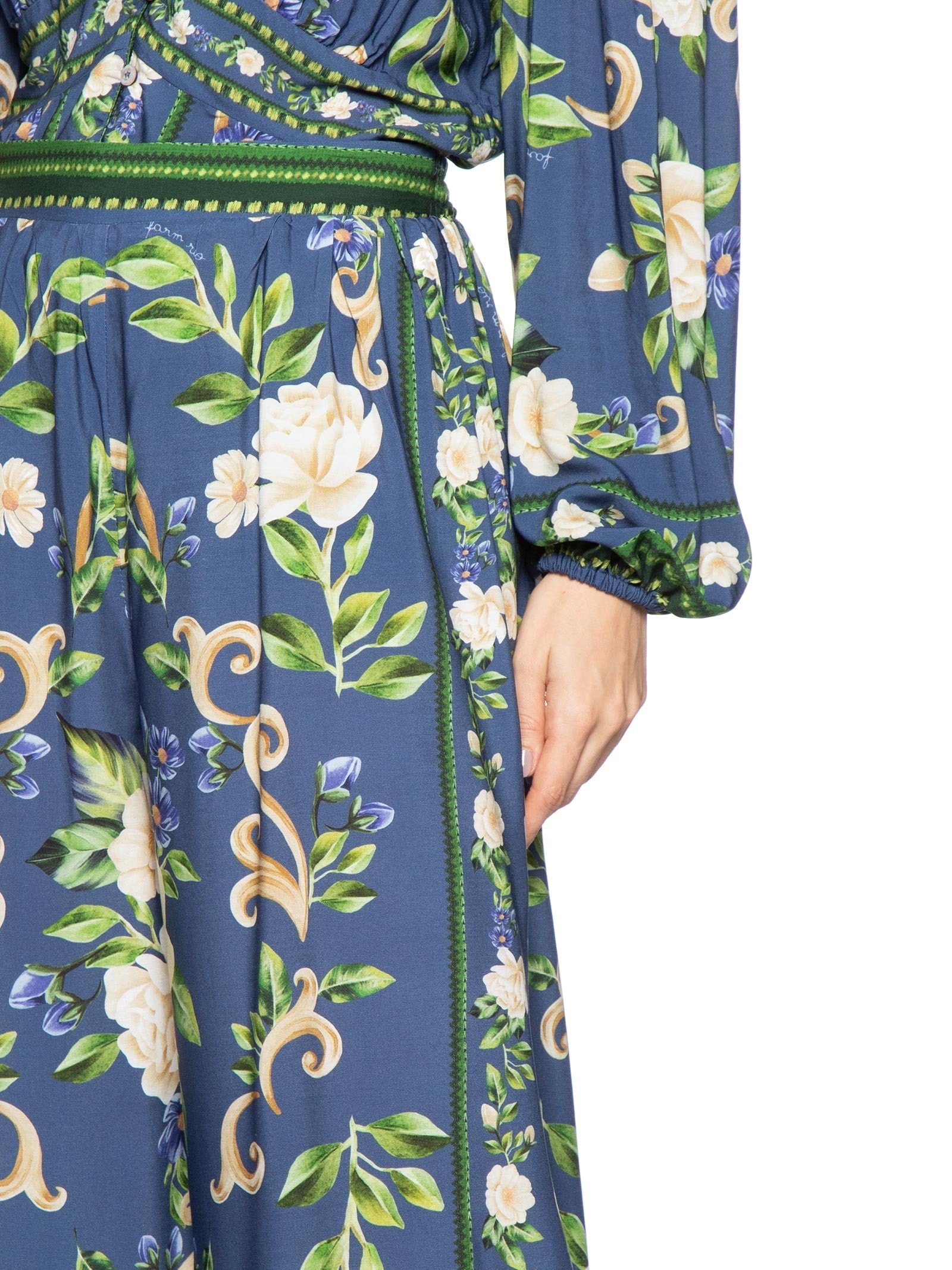 Calça Pantalona Flor Celeste E Azul Farm