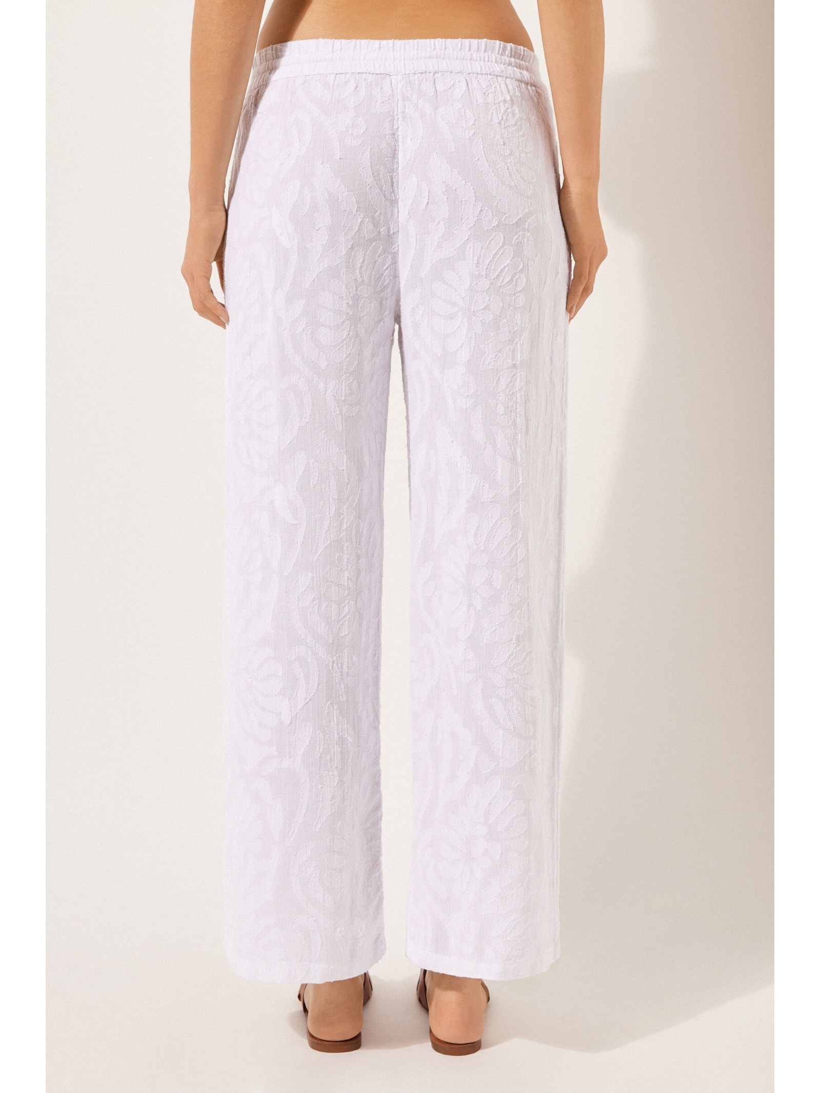 Calça Pantalona Jacquard Branco Calzedonia