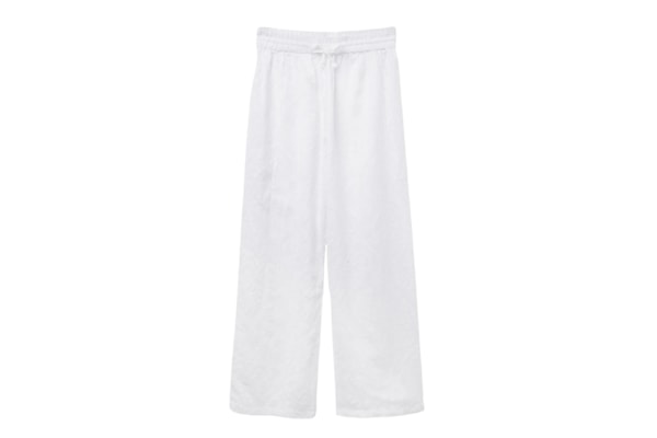 Calça Pantalona Jacquard - Branco