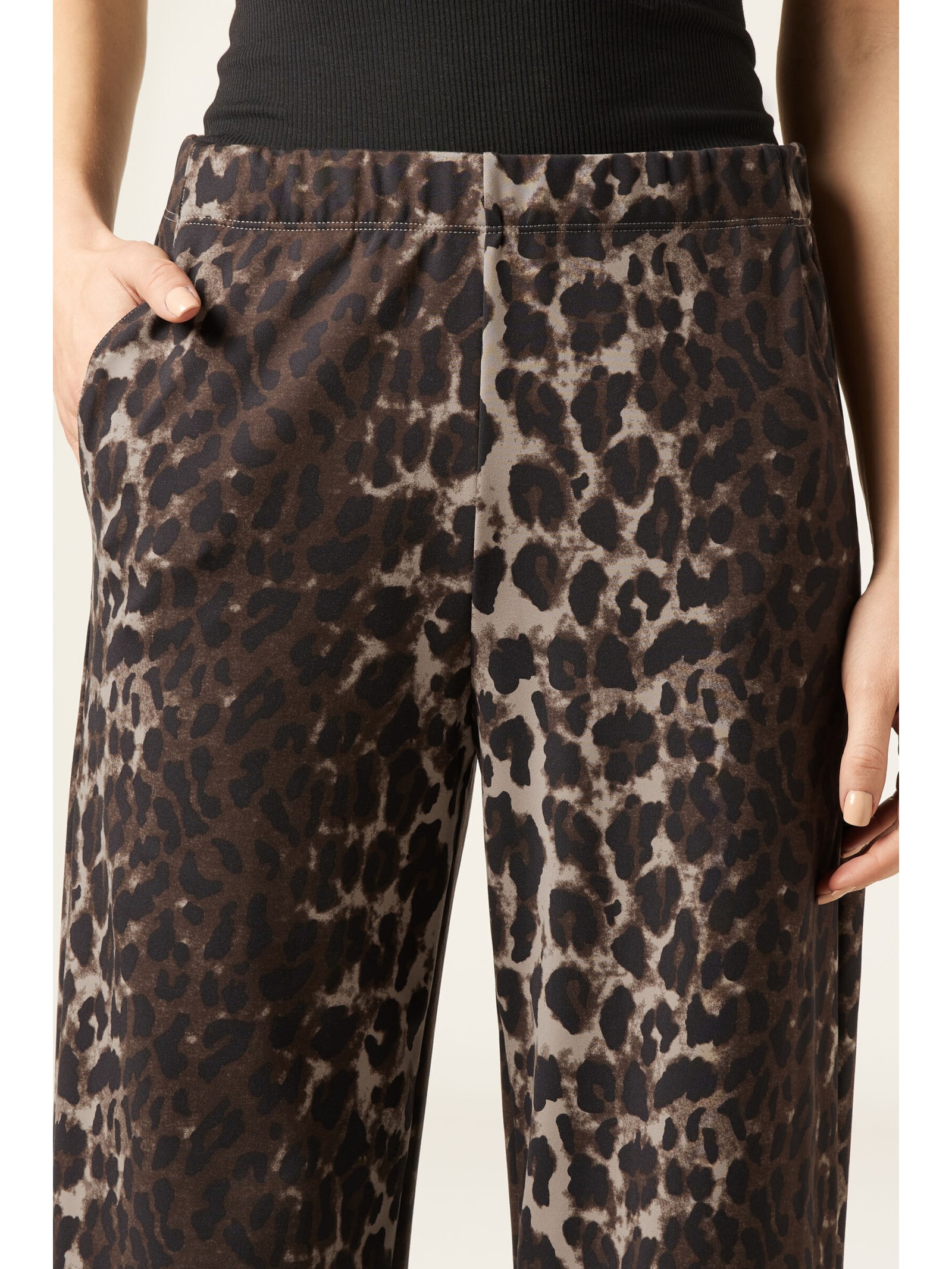 Calça Pantalona Luxe Lounge Animal Print Marrom Calzedonia