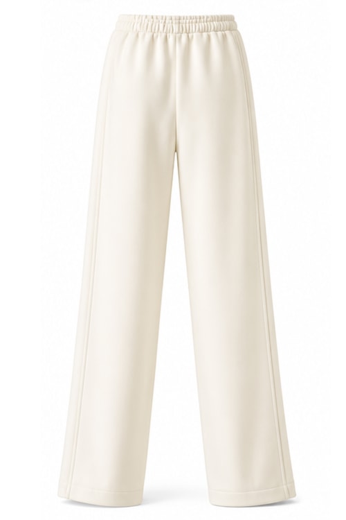 Calça Pantalona Moletom Linhas Off White - Branco