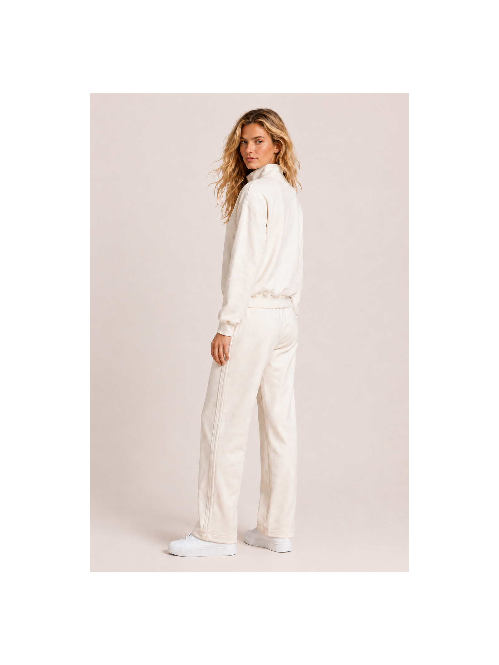 Calça Pantalona Moletom Linhas Off White Branco Suntime