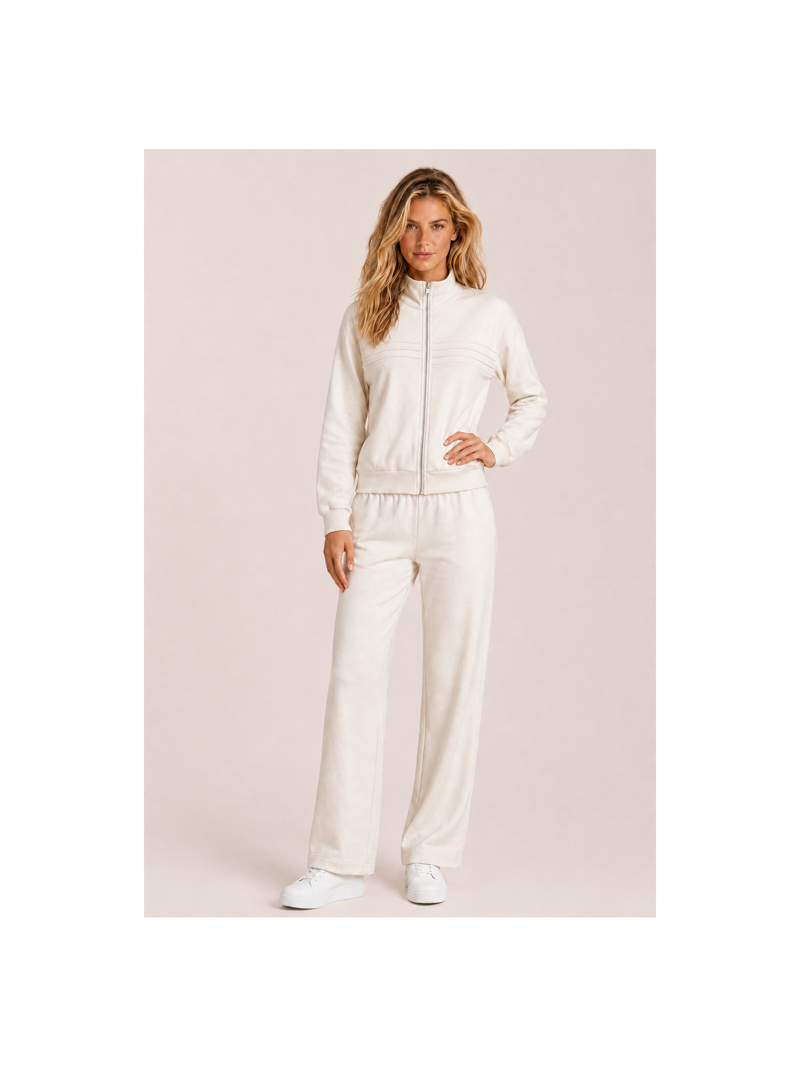 Calça Pantalona Moletom Linhas Off White Branco Suntime