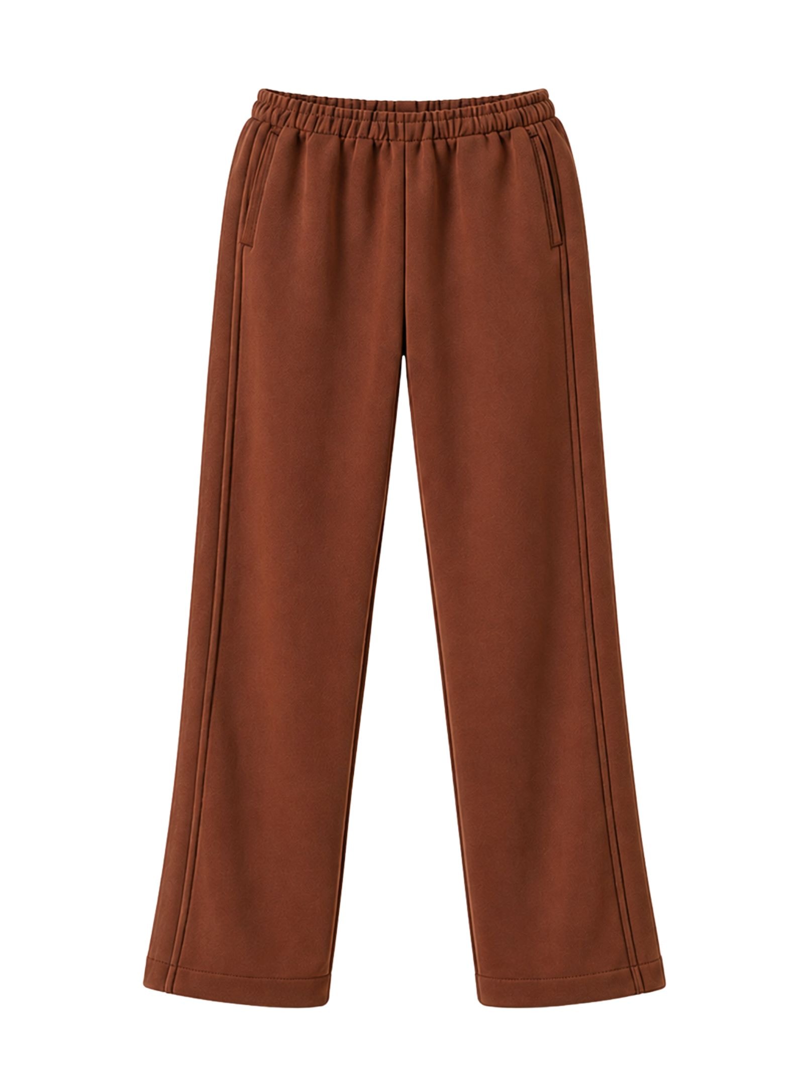 Calça Pantalona Moletom Linhas Outono Marrom Suntime