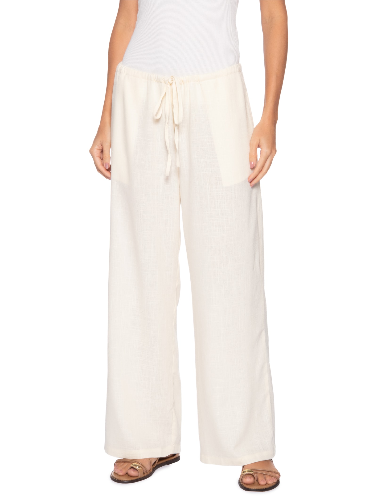 Calça Porto Feminina Branco Panô