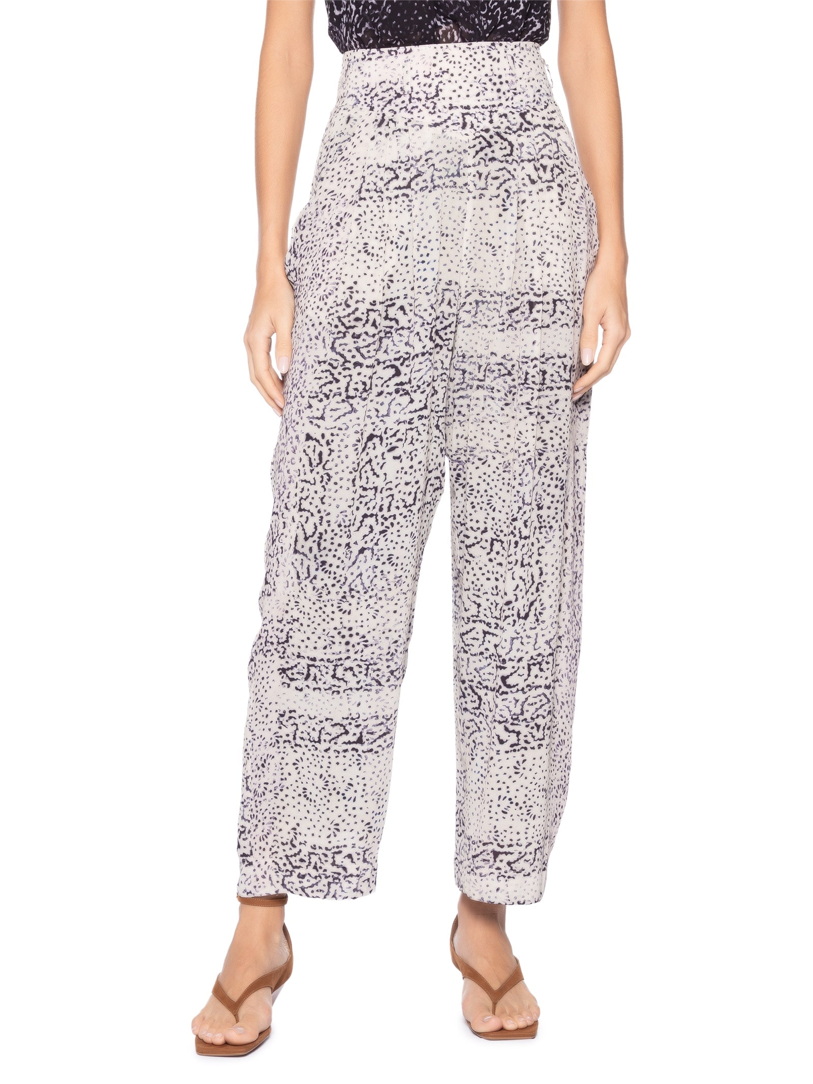 Calça Pregas Textura Tile Feminina – Preto Animale