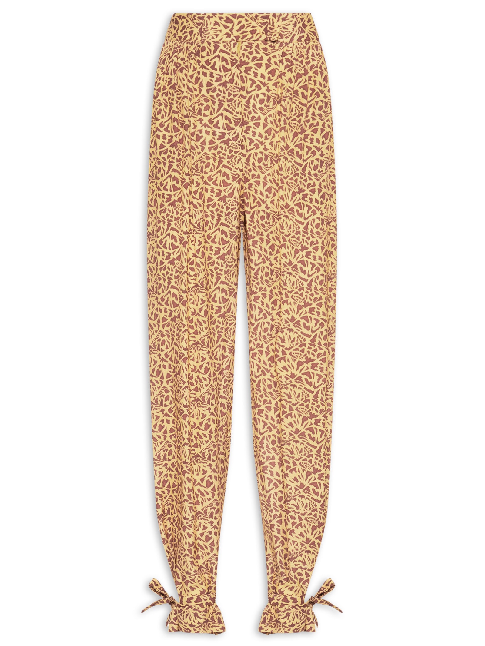 Calça Punho Amarração Estampada Marrom Animale