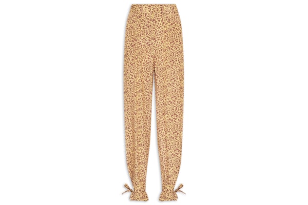 Calça Punho Amarração Estampada - Marrom