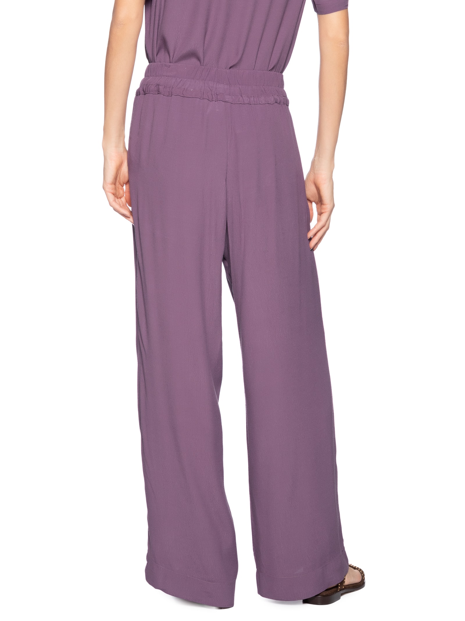 Calça Reta Cintura Elástico Roxo Maria Filó