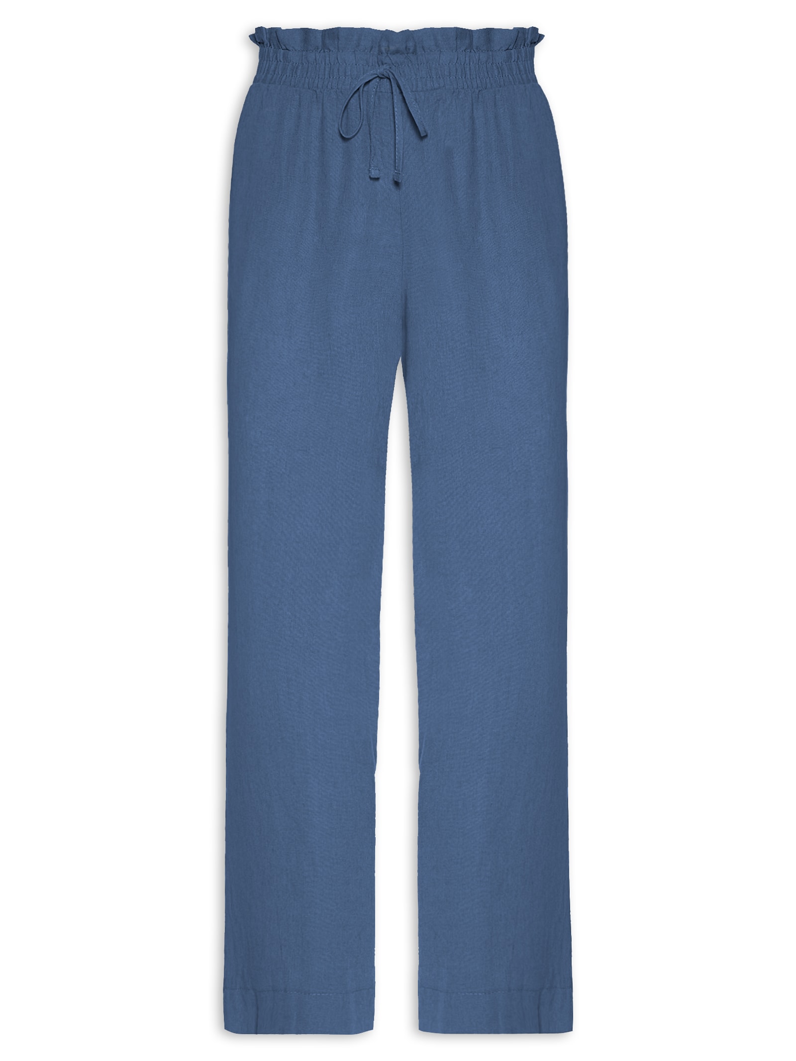 Calça Reta Cós Elástico Azul Basiq