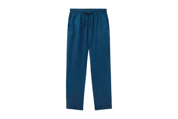 Calça Reta Em Linho e Viscose - Azul