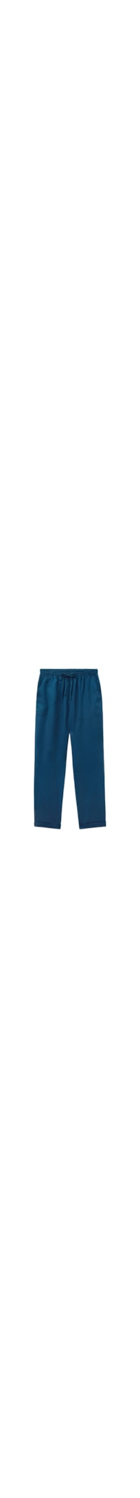 Calça Reta Em Linho e Viscose - Azul