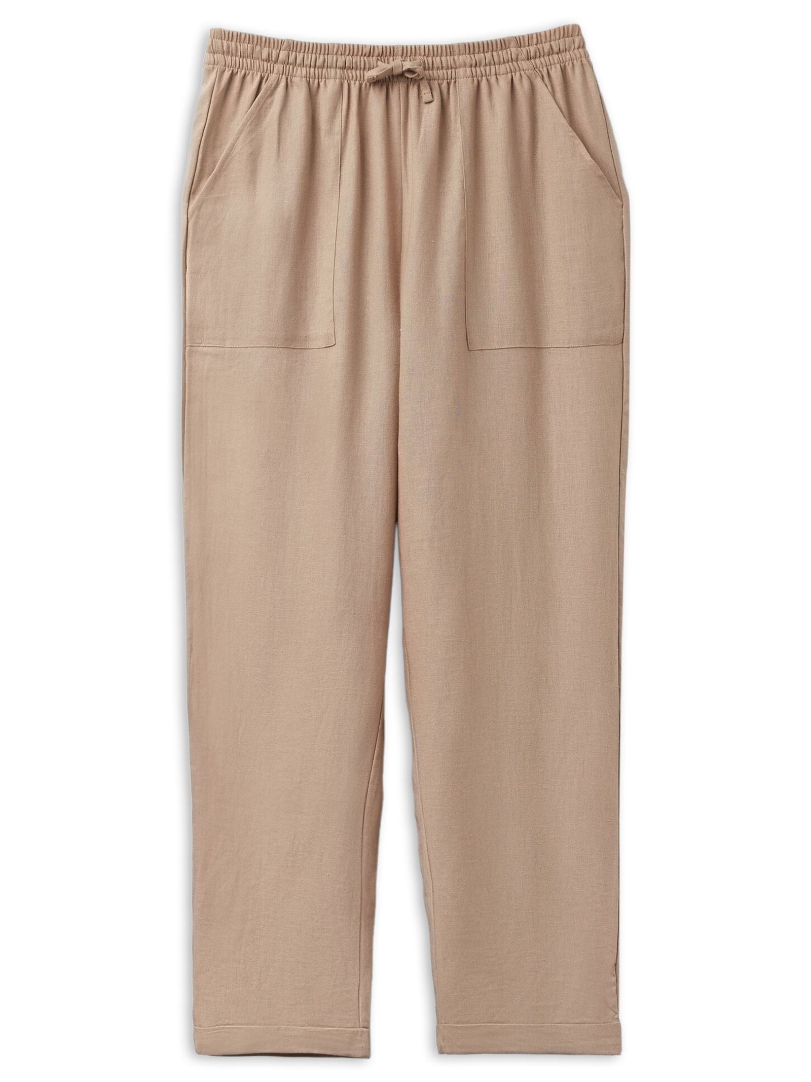 Calça Reta Em Linho e Viscose Bege Calzedonia