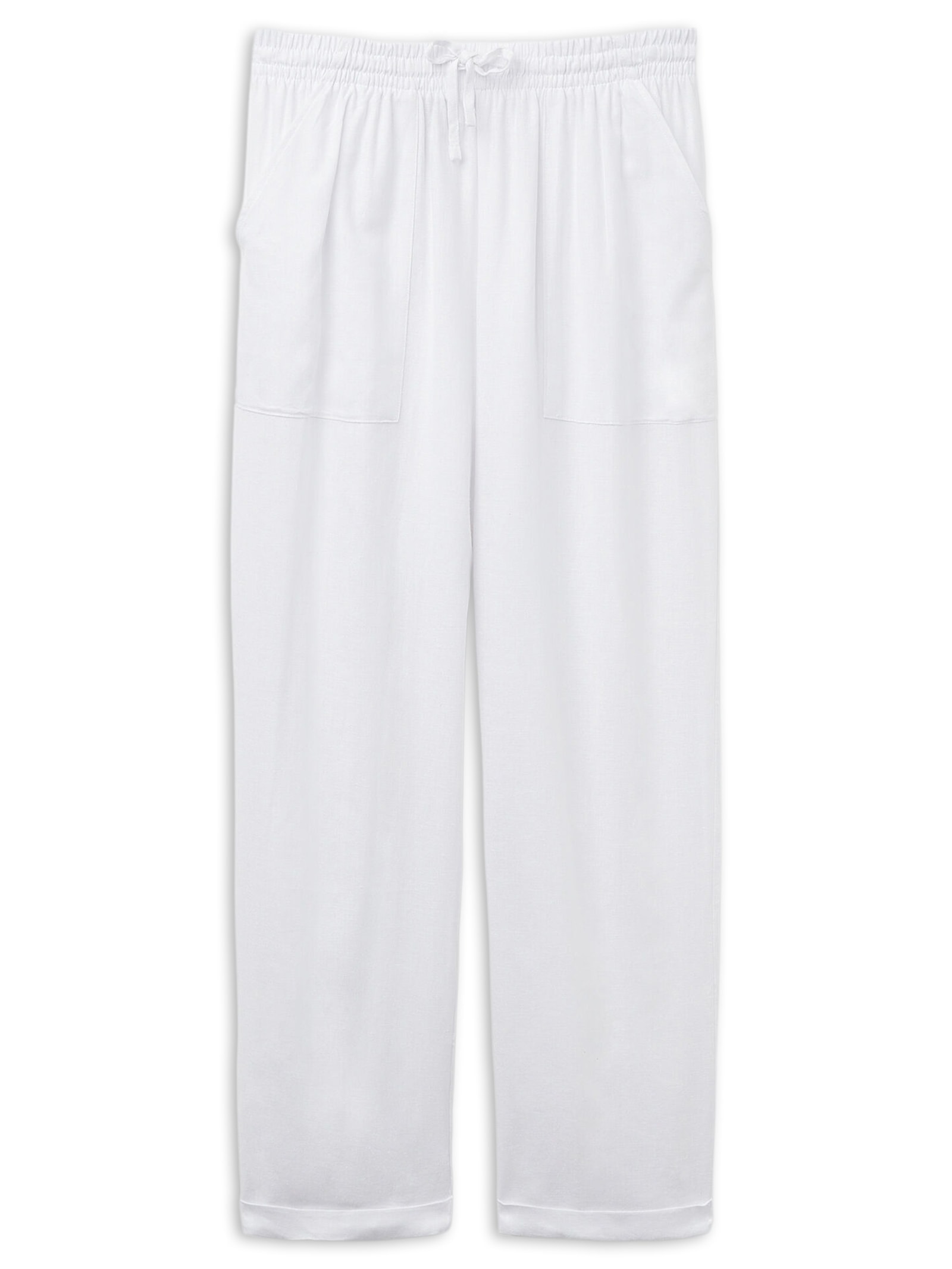 Calça Reta Em Linho e Viscose Branco Calzedonia