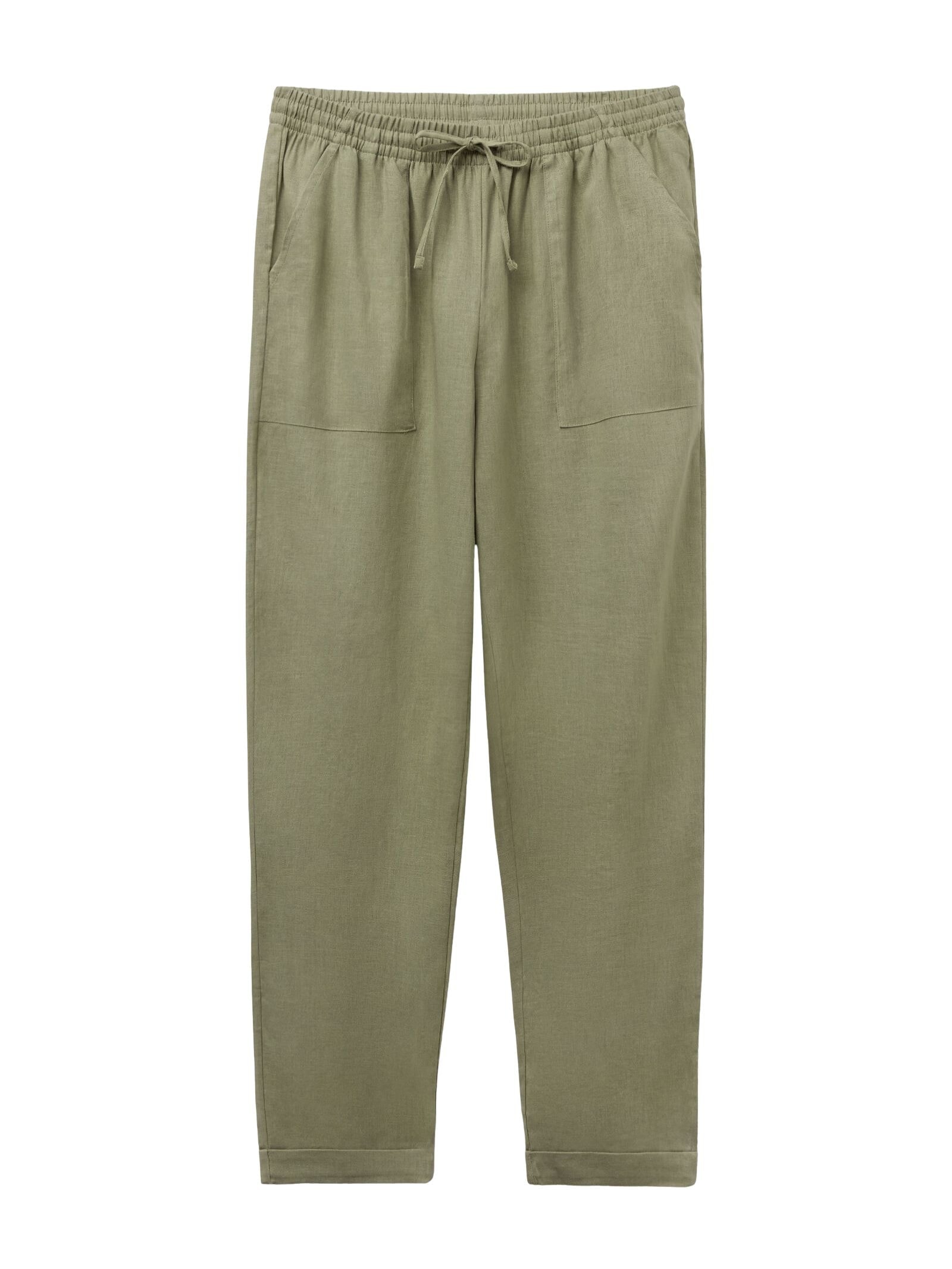 Calça Reta Em Linho e Viscose Verde Calzedonia