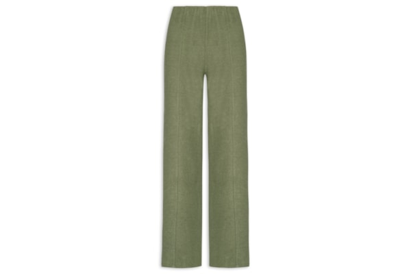 Calça Reta em Malha Tricot com Nervura Feminina – Verde