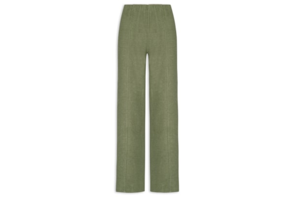 Calça Reta em Malha Tricot com Nervura Feminina – Verde