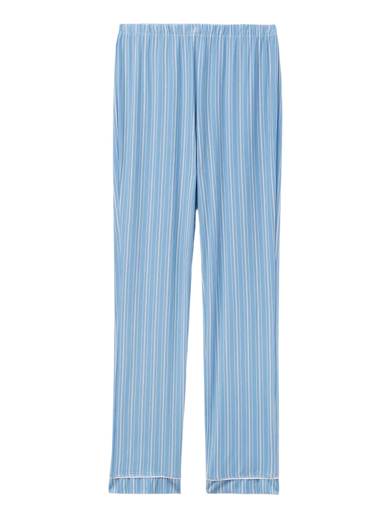 Calça Reta Em Modal Oxford Stripes Azul Intimissimi
