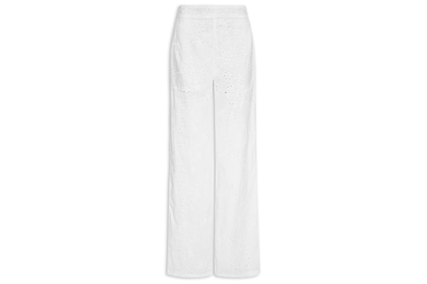 Calça Reta Feminina Em Laise - Branco