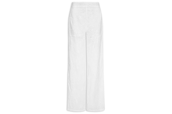 Calça Reta Feminina Em Laise - Branco