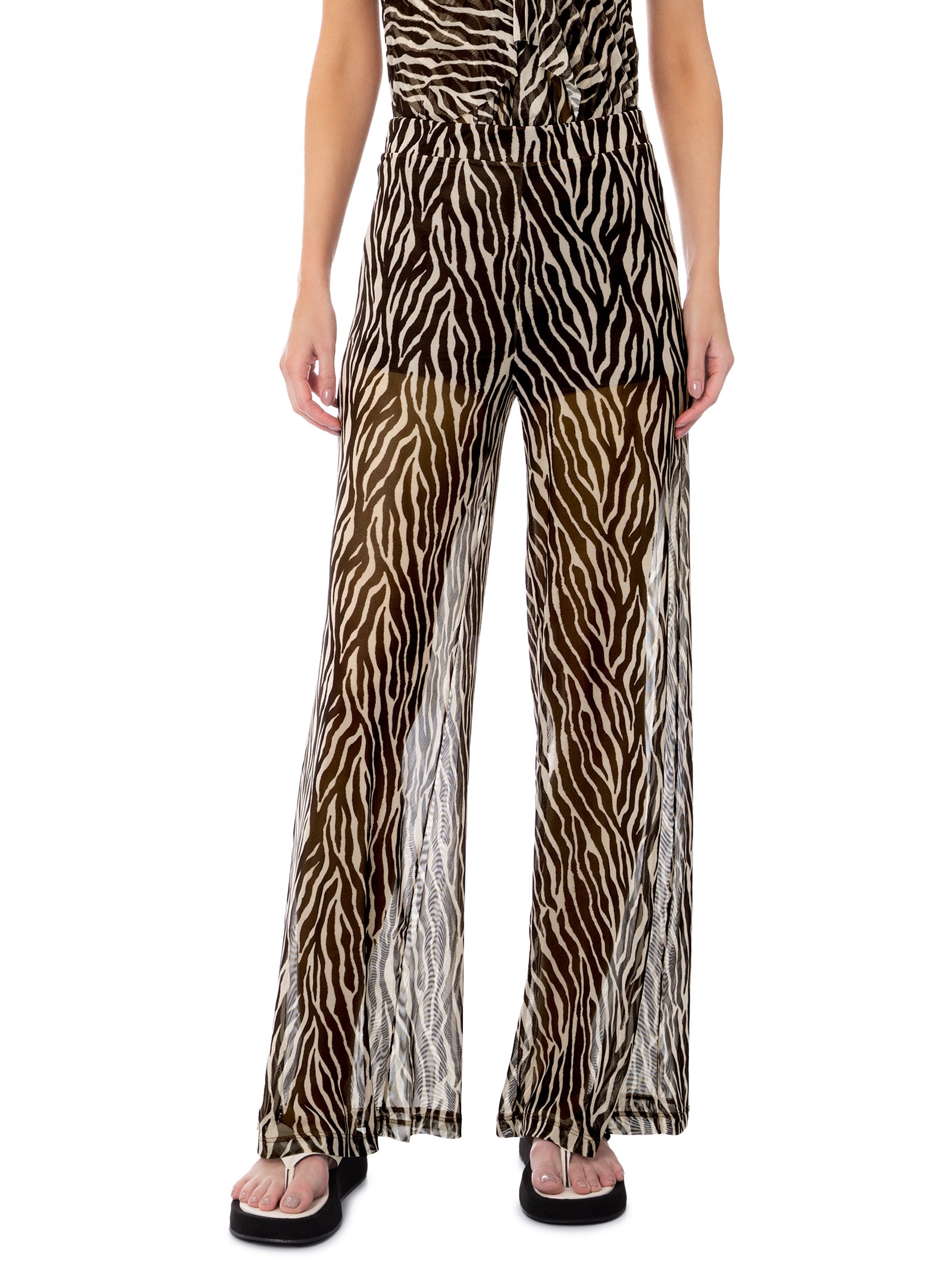 Calça Reta Feminina Est Zebra Urban Sport Preto Animale Jeans