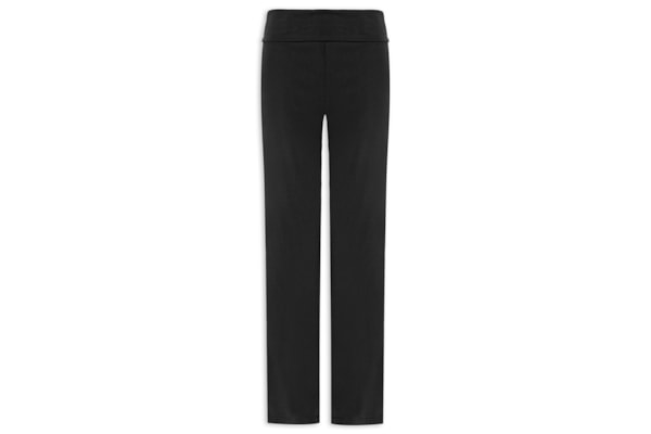 Calça Reta Feminina Honey Fold Over - Preto