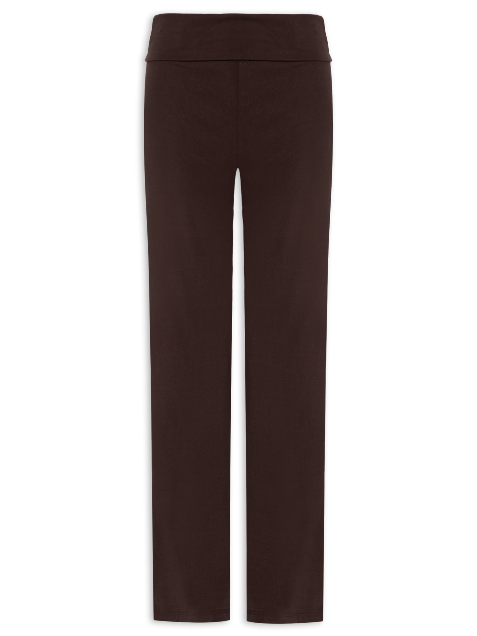 Calça Reta Feminina Honey Fold Over – Marrom Cotton On