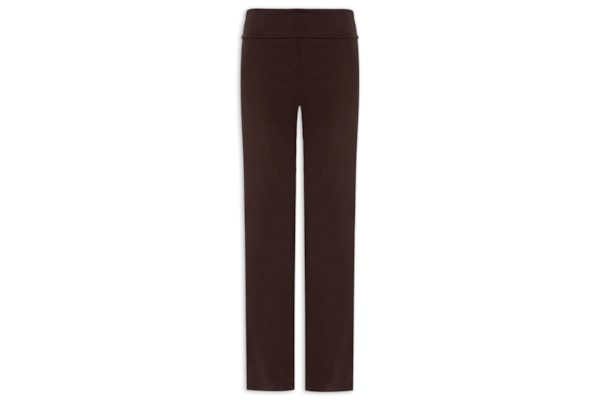 Calça Reta Feminina Honey Fold Over – Marrom
