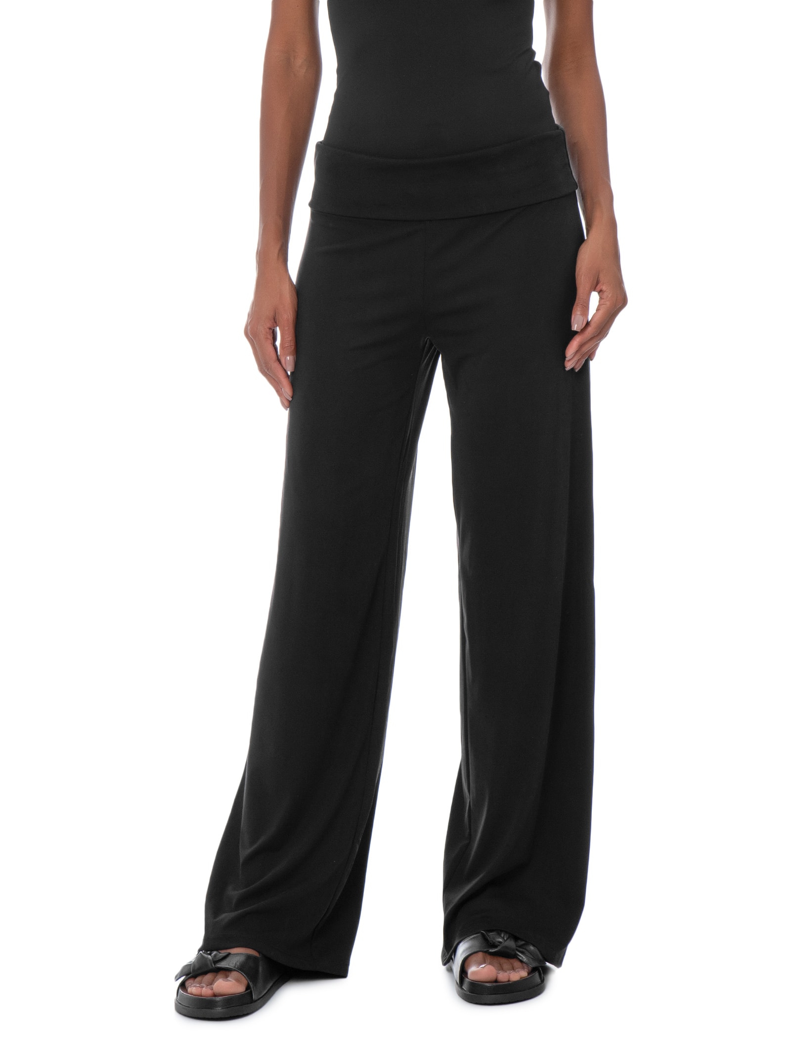 Calça Reta Feminina Honey Fold Over – Preto Cotton On