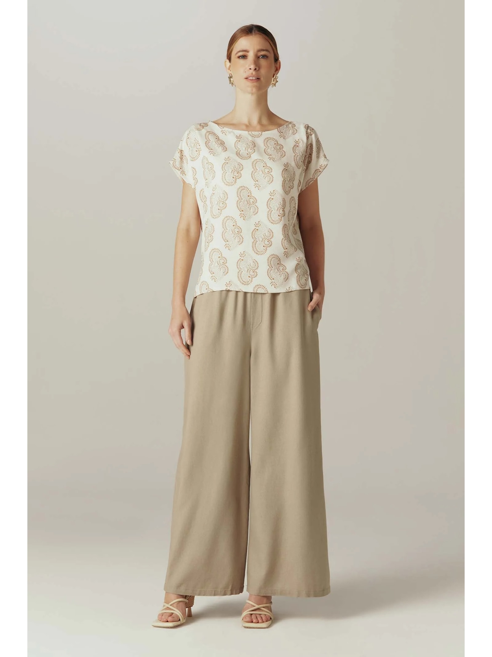 Calça Reta Fendi Com Linho Marília Yogini