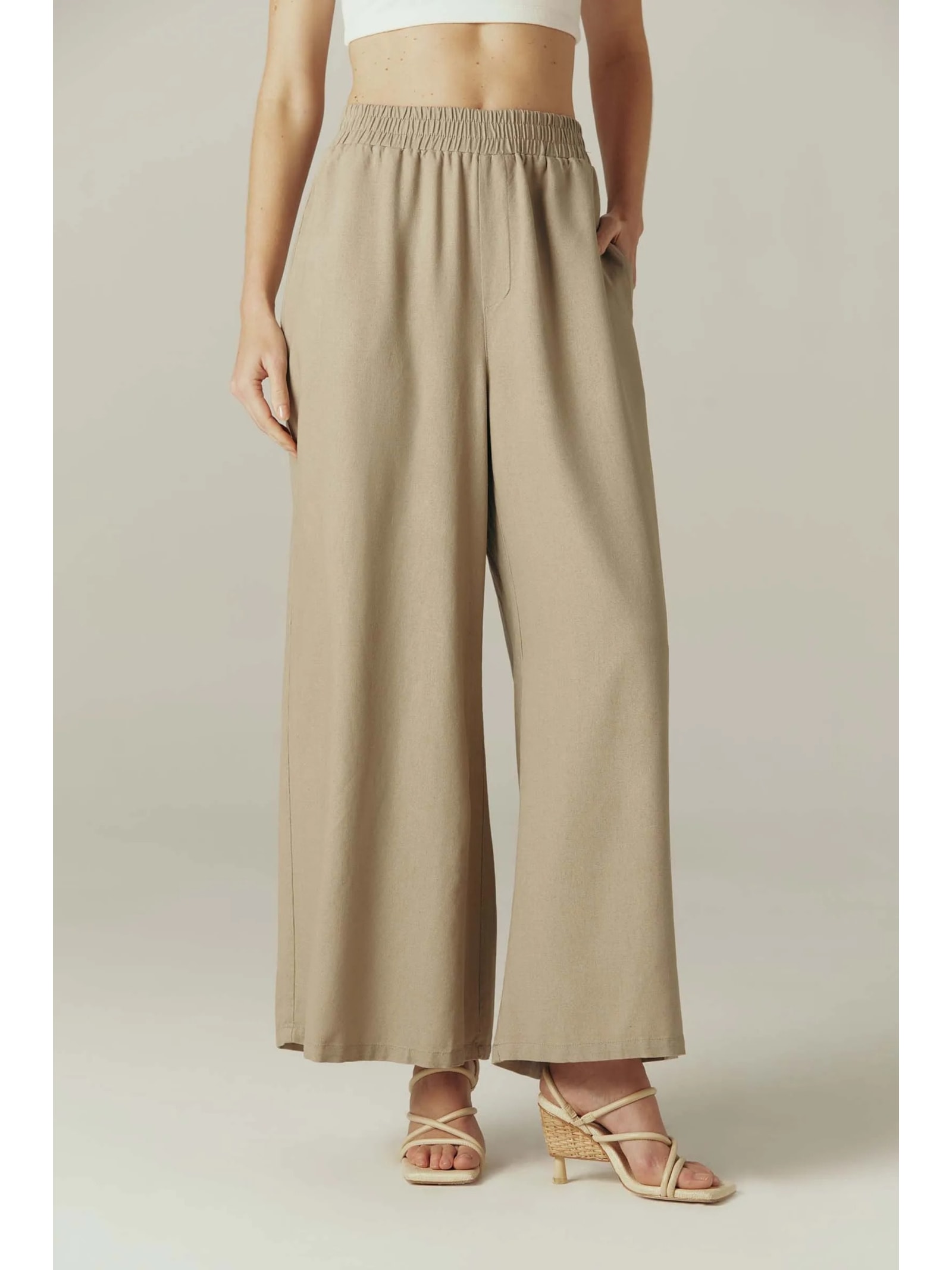 Calça Reta Fendi Com Linho Marília Yogini