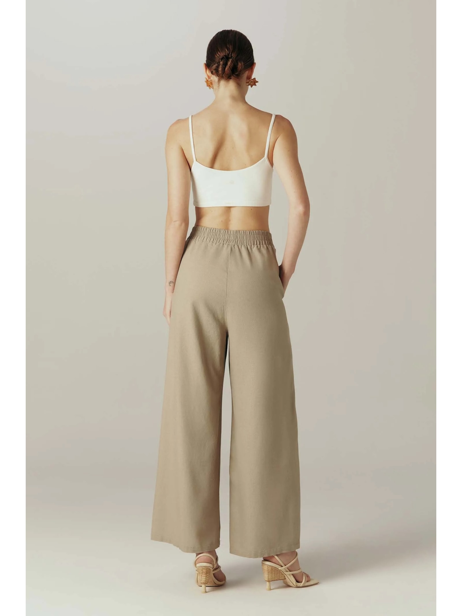 Calça Reta Fendi Com Linho Marília Yogini