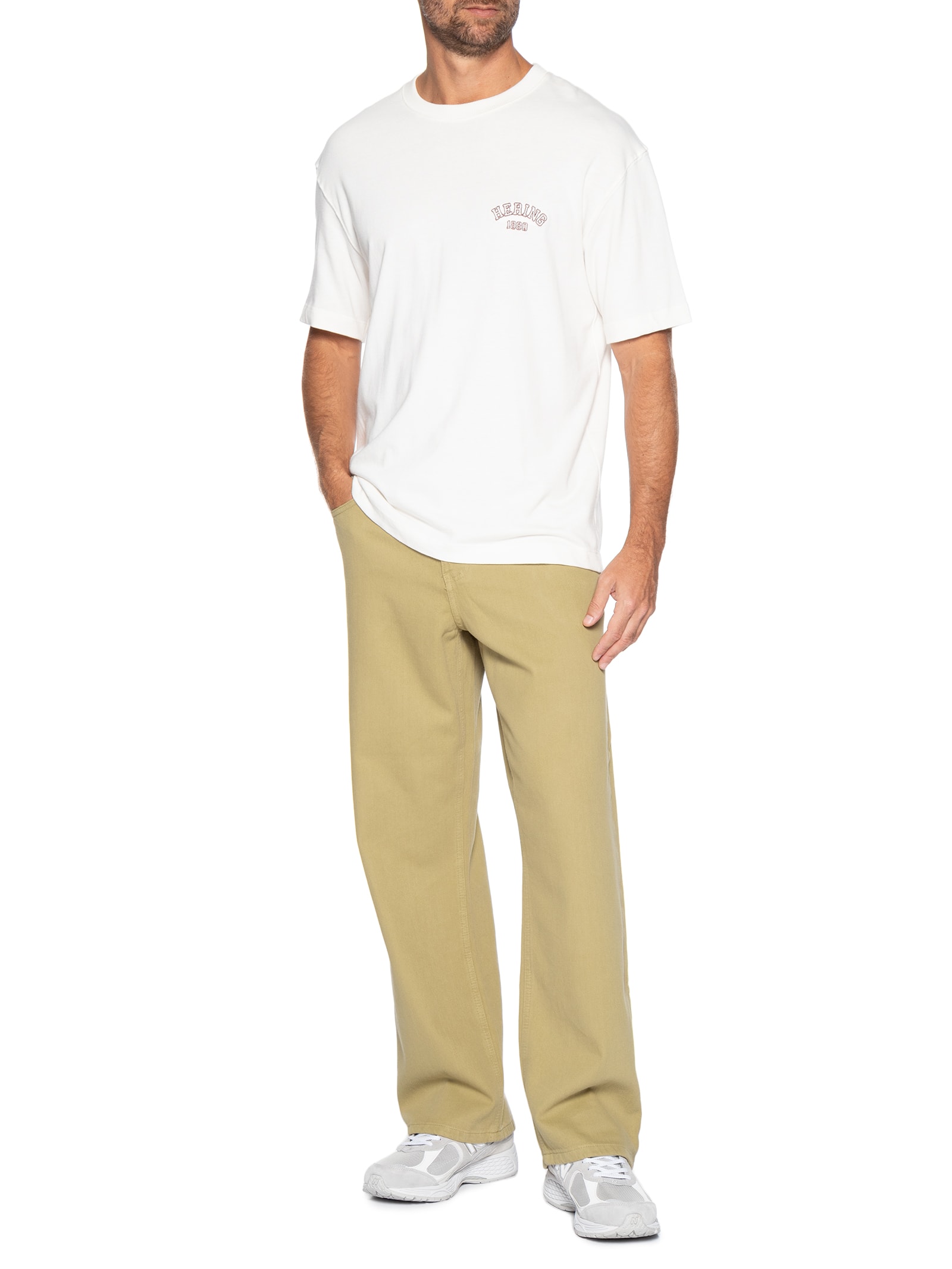 Calça Reta Masculina Comfort de Sarja Bege Hering