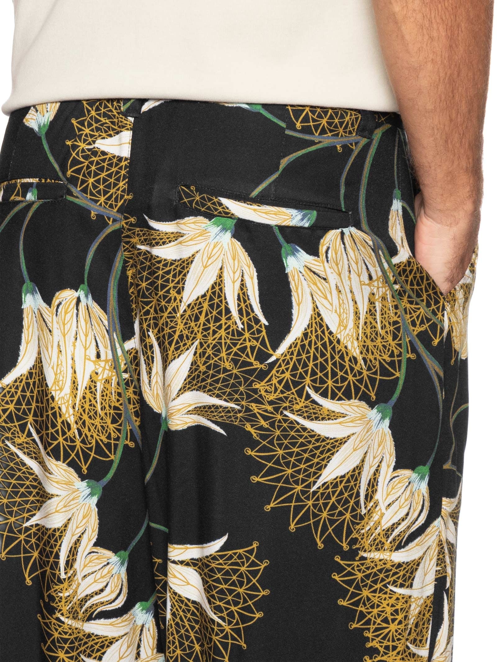 Calça Reta Masculina  Jazz Floral Trama – Preto Osklen
