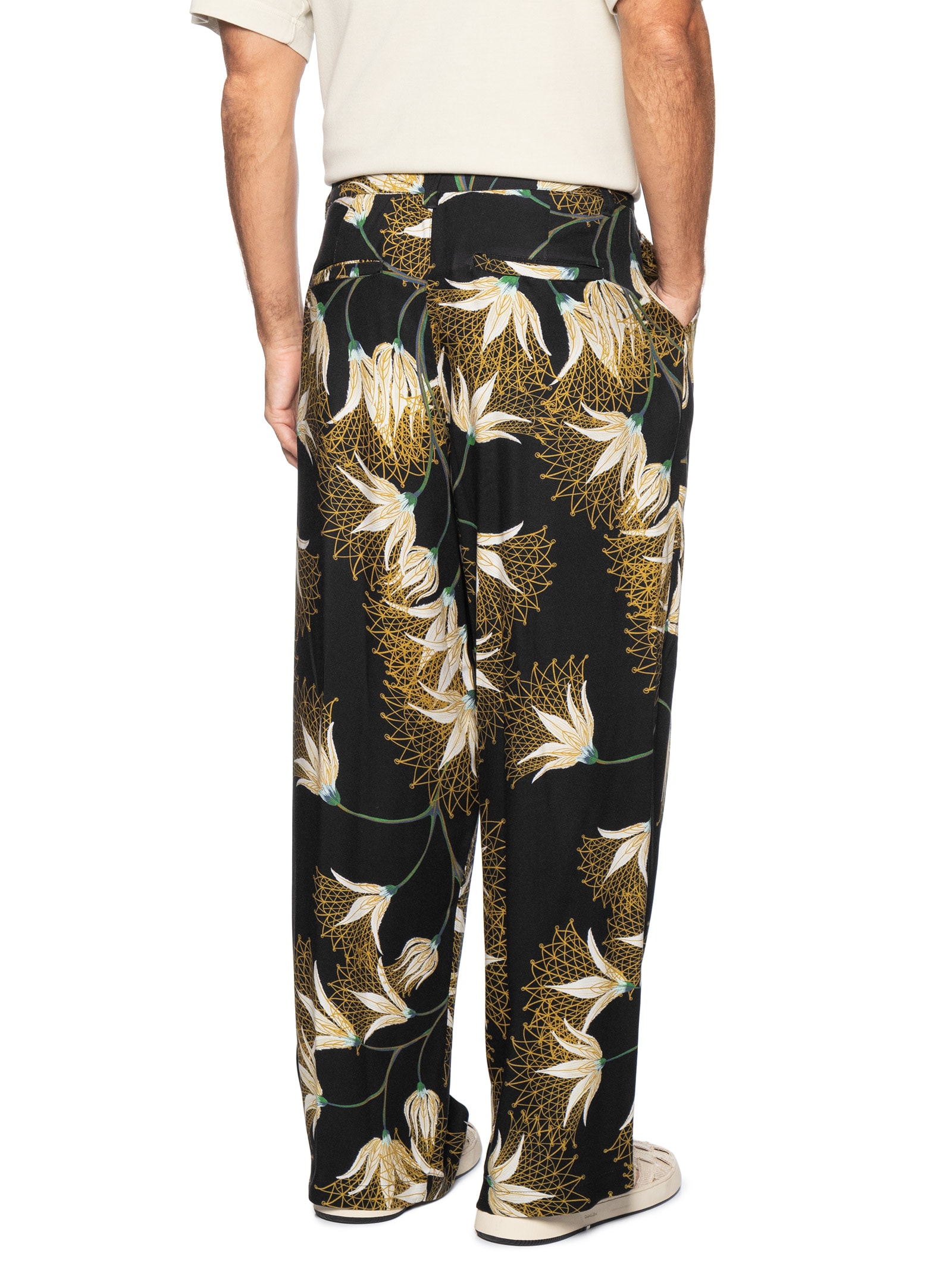 Calça Reta Masculina  Jazz Floral Trama – Preto Osklen