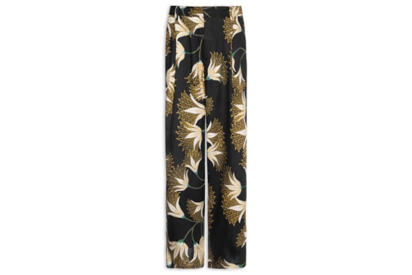 Calça Reta Masculina  Jazz Floral Trama – Preto