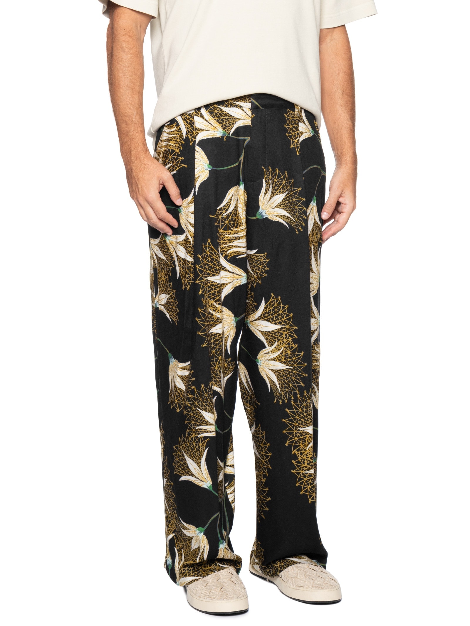 Calça Reta Masculina  Jazz Floral Trama – Preto Osklen