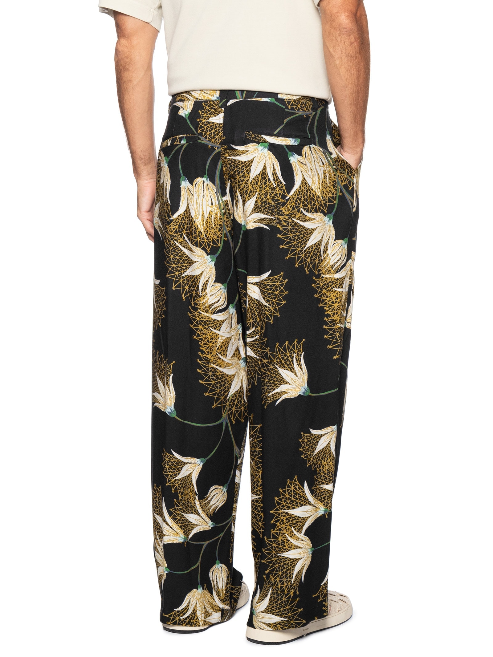Calça Reta Masculina  Jazz Floral Trama – Preto Osklen
