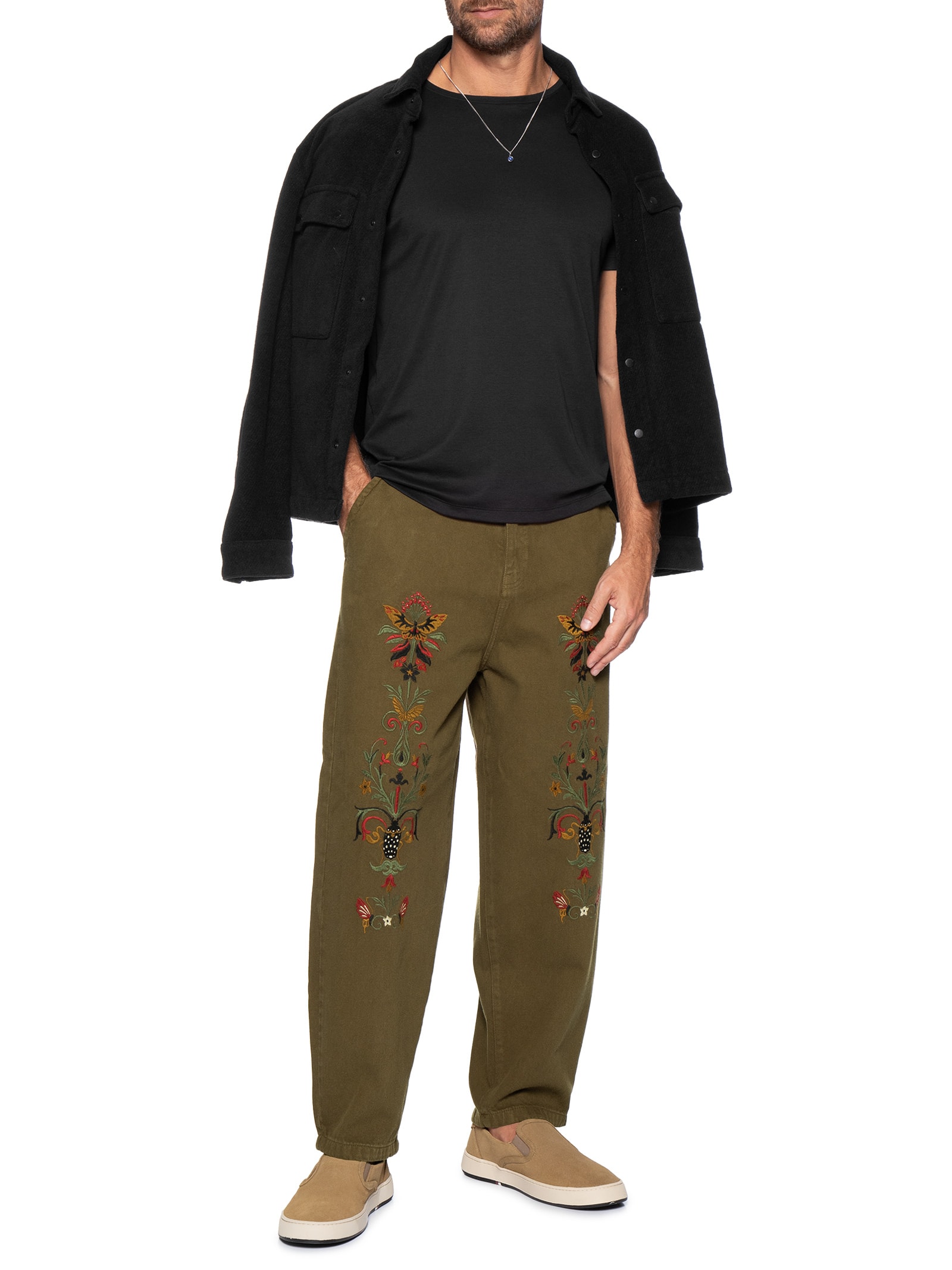 Calça Reta Masculina Tokyo Bordado Insetcs Cotton – Marrom Osklen