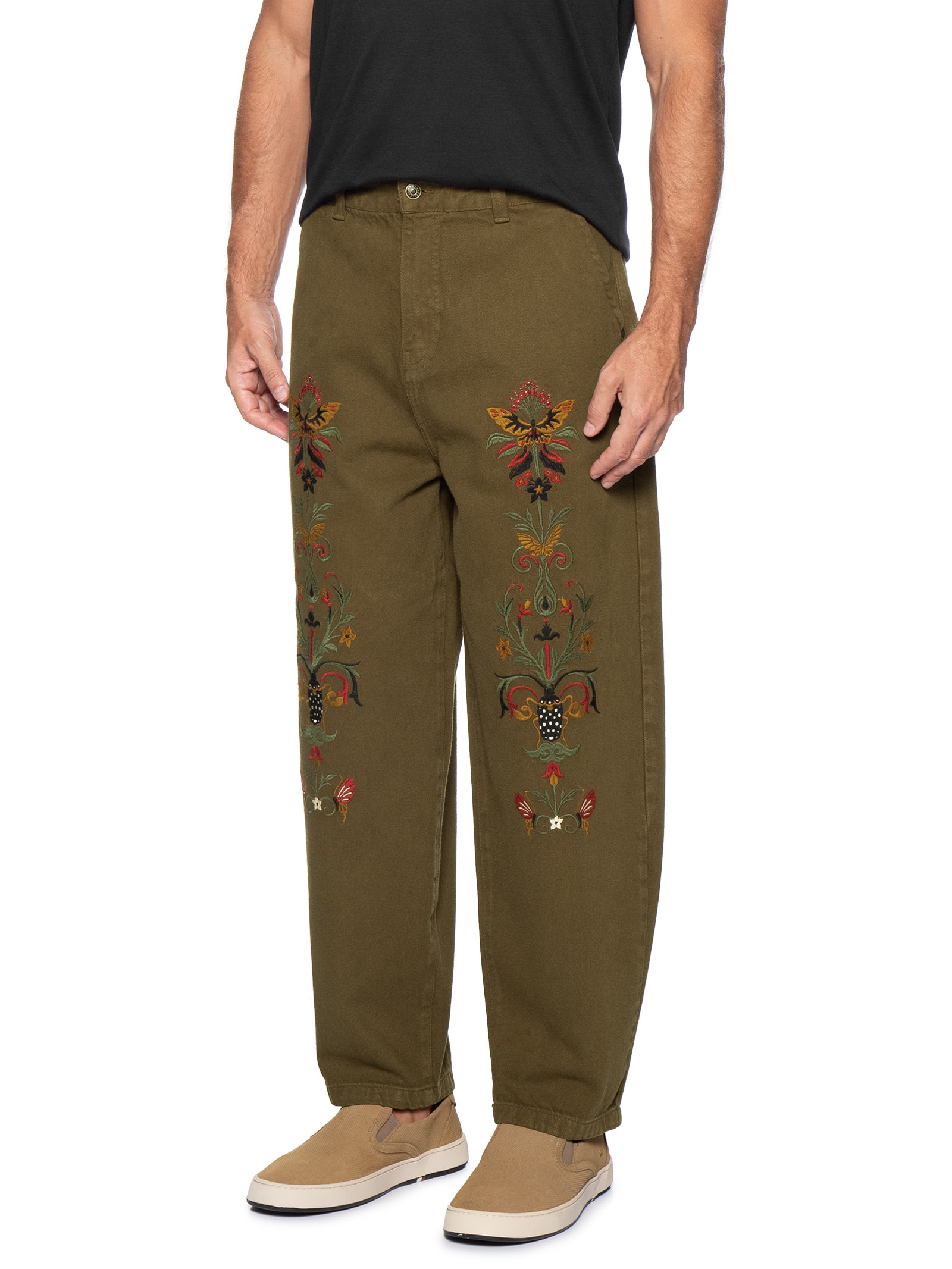 Calça Reta Masculina Tokyo Bordado Insetcs Cotton – Marrom Osklen