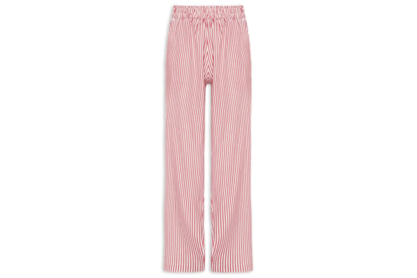 Calça Reta Tricoline Listras Feminina - Vermelho