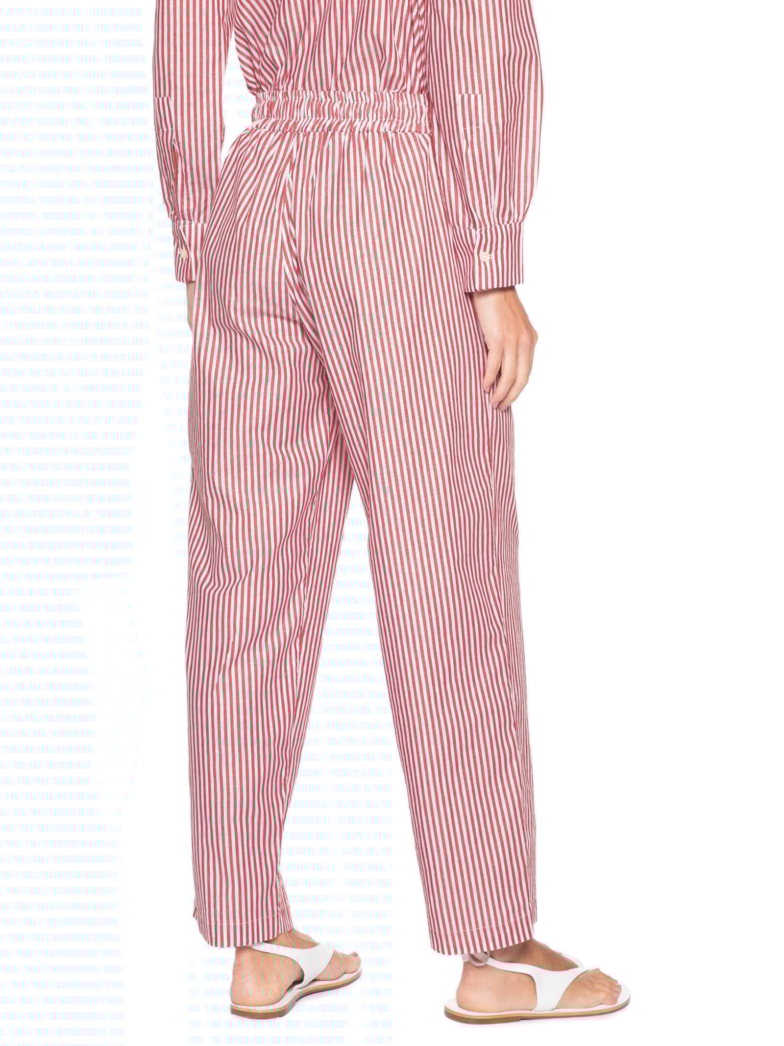 Calça Reta Tricoline Listras Feminina – Vermelho Panô